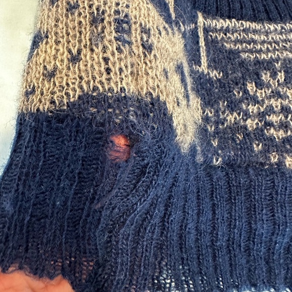 Vintage Alafoos Small Blue Icelandic Wool Button Closure Pocketed Cardigan Vest. - Picture 9 of 16